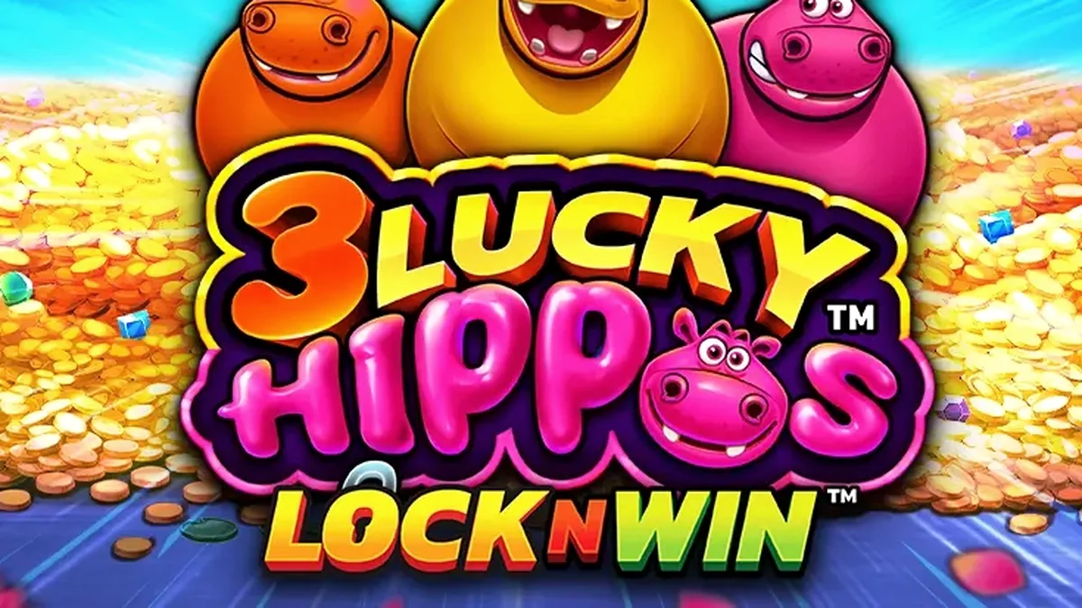 Interface vibrante e colorida do jogo de slot 3 Lucky Hippos